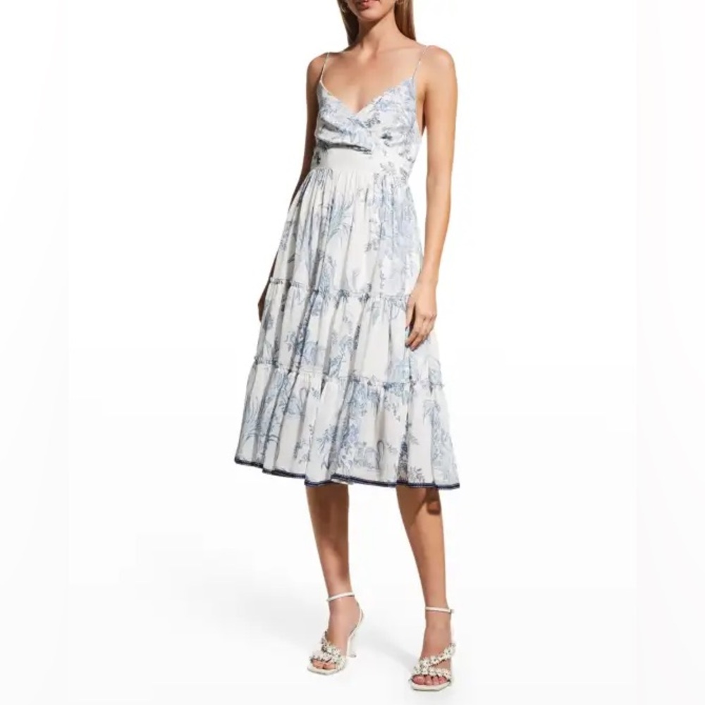 Sachin & Babi, Elegant Blue and White Floral Dress